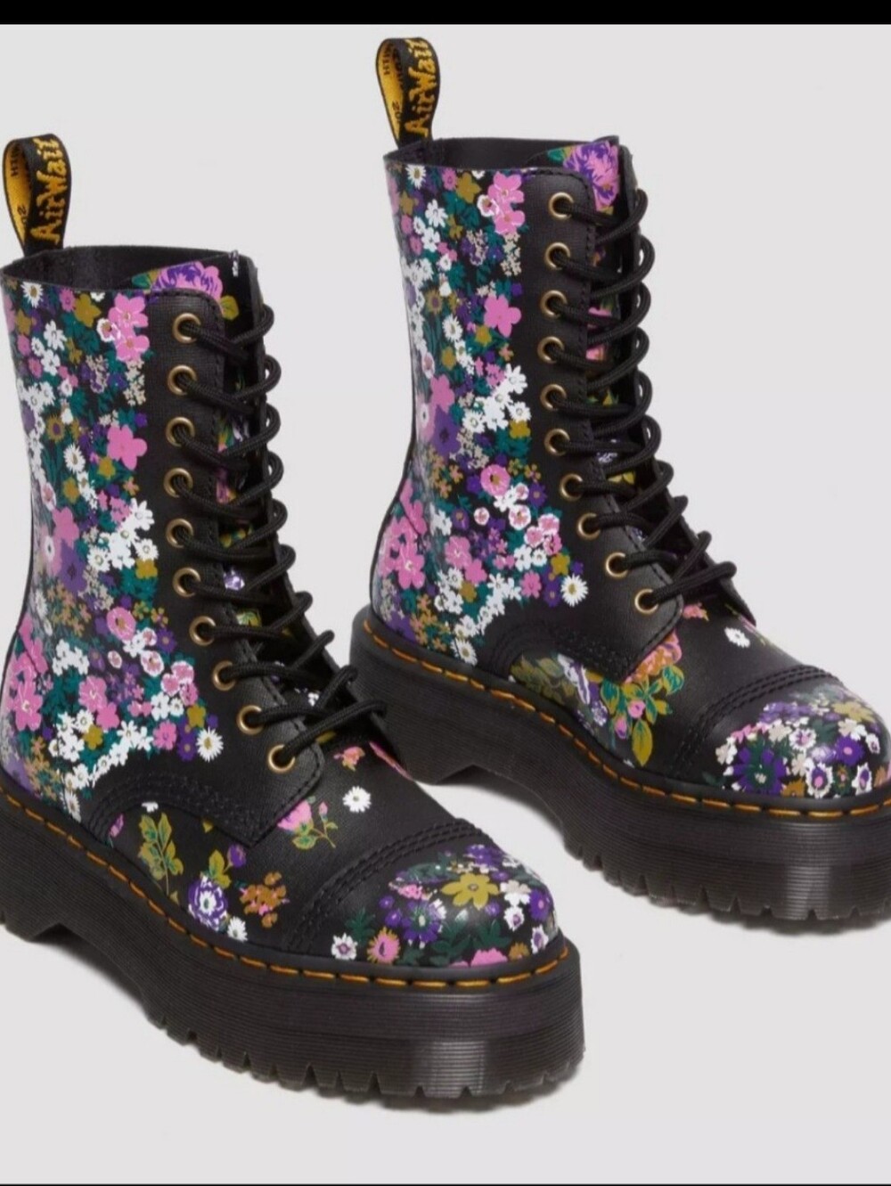 NWOB!! Dr Martens SINCLAIR HI Vintage Floral Platform Boots. Size 8